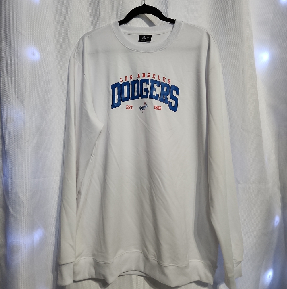 White Los Angeles Dodgers Graphic Crewneck Sweatshirt